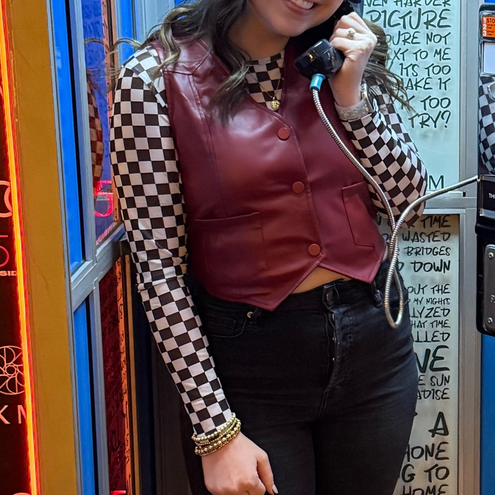 Maroon Leather Vest
